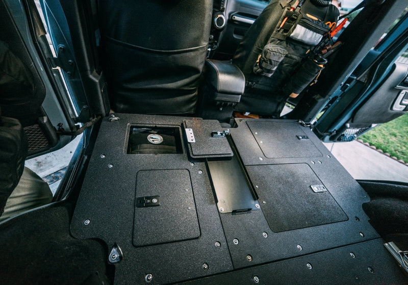 Load image into Gallery viewer, Legacy Product - Jeep Wrangler 2007-2018 JKU 4 Door - Second Row Seat Delete Plate System
