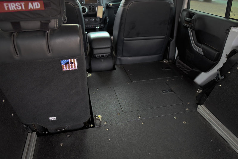 Load image into Gallery viewer, Legacy Product - Jeep Wrangler 2007-2018 JKU 4 Door - Second Row Seat Delete Plate System
