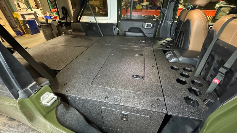 Load image into Gallery viewer, Jeep Wrangler 2018-2023 JLU 4 Door - Second Row Seat Delete Plate System - 8" or 10" Module Based
