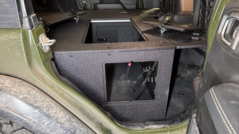 Load image into Gallery viewer, Jeep Wrangler 2018-2023 JLU 4 Door - Second Row Seat Delete Plate System - 8" or 10" Module Based
