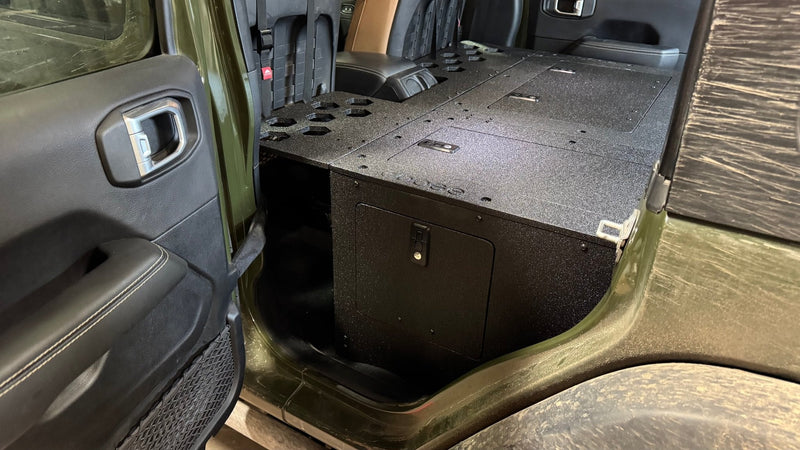 Load image into Gallery viewer, Jeep Wrangler 2018-2023 JLU 4 Door - Second Row Seat Delete Plate System - 8" or 10" Module Based
