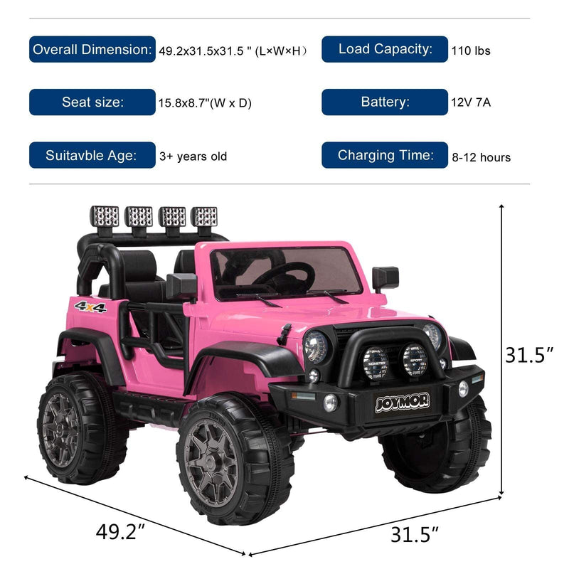 Load image into Gallery viewer, JOYMOR 12V 2-Seater Ride On Truck for Kids with Remote Control, MP3 Player, LED Lights, and Horn
