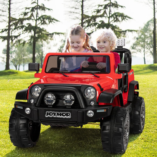 JOYMOR 12V 2-Seater Ride On Truck for Kids with Remote Control, MP3 Player, LED Lights, and Horn