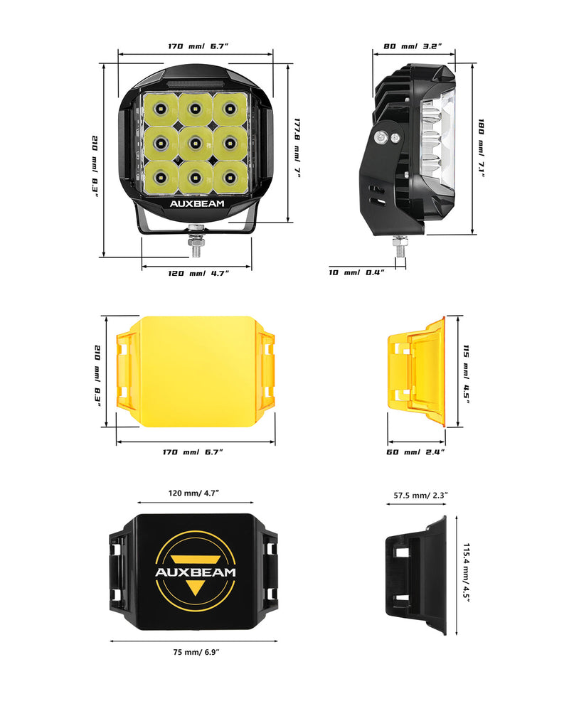Load image into Gallery viewer, V-MAX Series | 7 Inch 228W 26100LM Combo Beam Side Shooter LED Round Driving Lights with Amber DRL&amp;Backlight
