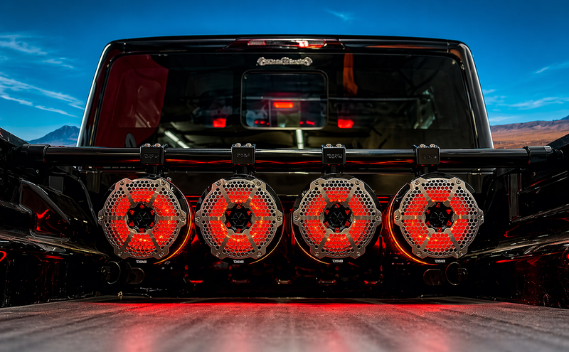 Load image into Gallery viewer, Jeep Gladiator JT Bed-Mounted Speaker Tower Bar | Adjustable Width | 2” Tube | Multi-Speaker Setup (Up to 8)
