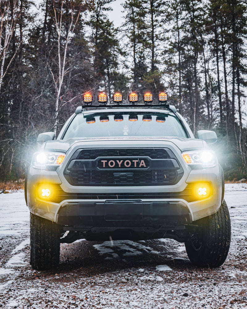 Load image into Gallery viewer, V-MAX Series | 5 Inch 168W 16440LM Combo Beam Side Shooter LED Square Pod Lights with Amber DRL
