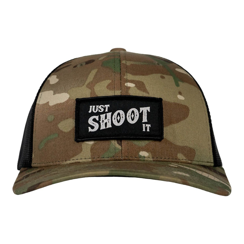 Load image into Gallery viewer, Just Shoot It Patch Snapback Hat
