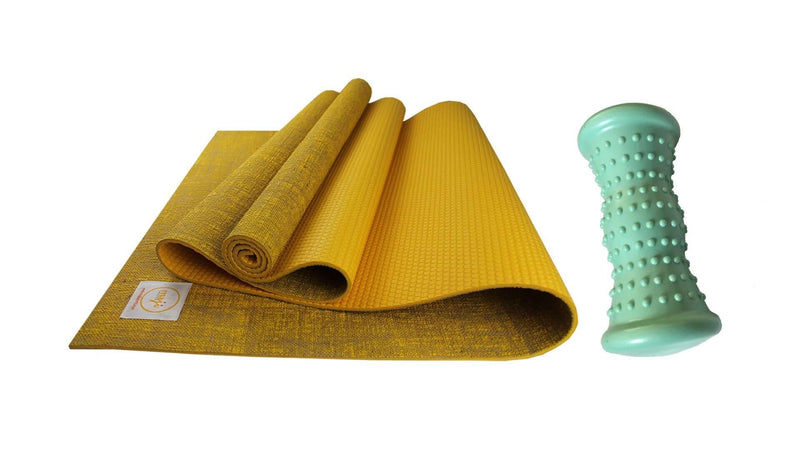 Load image into Gallery viewer, Maji Sports Jute Premium Eco Yoga Mat + Foot Massager (7.5cm x 17.5cm)
