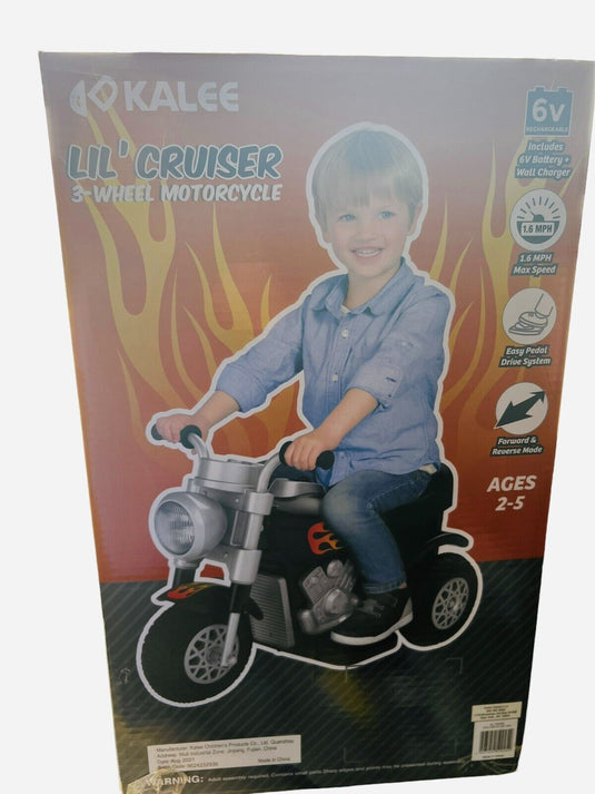Kalee 6V Black Little Cruiser Motorcycle - Battery Powered Ride-On for Ages 2-5