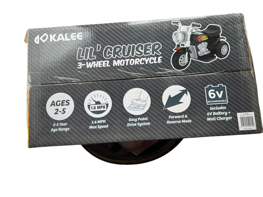 Kalee 6V Black Little Cruiser Motorcycle - Battery Powered Ride-On for Ages 2-5