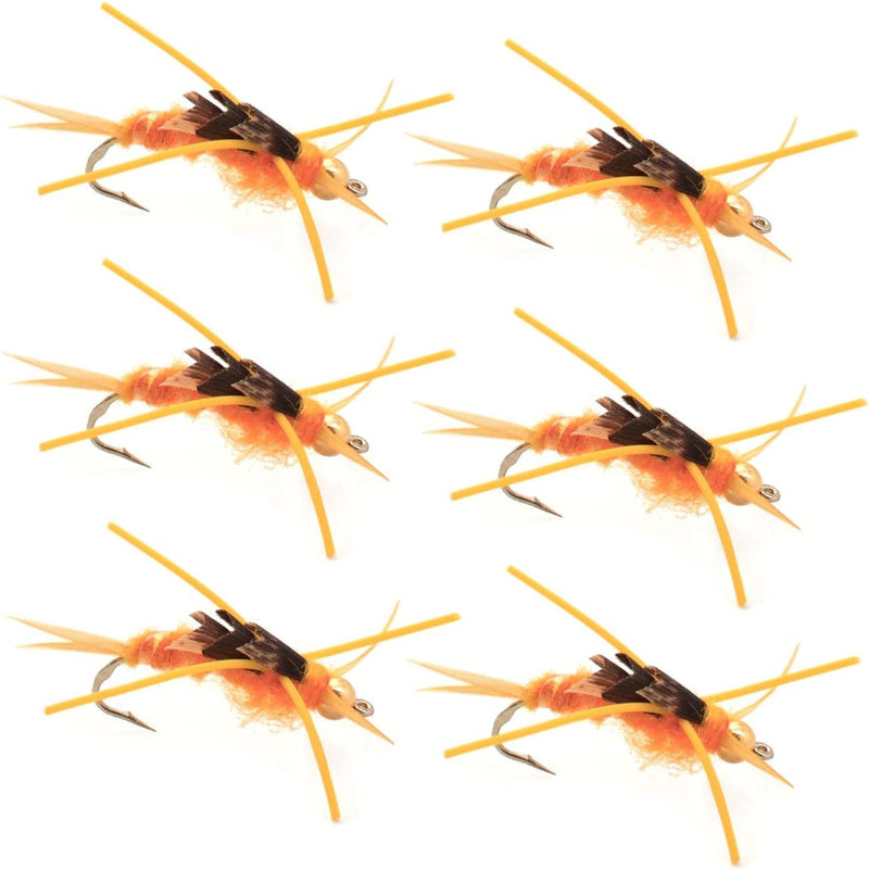 Load image into Gallery viewer, Barbless Gold Bead Kaufmann's Golden Stone Fly with Rubber Legs - Stonefly Wet Fly - 6 Flies Hook Size 12
