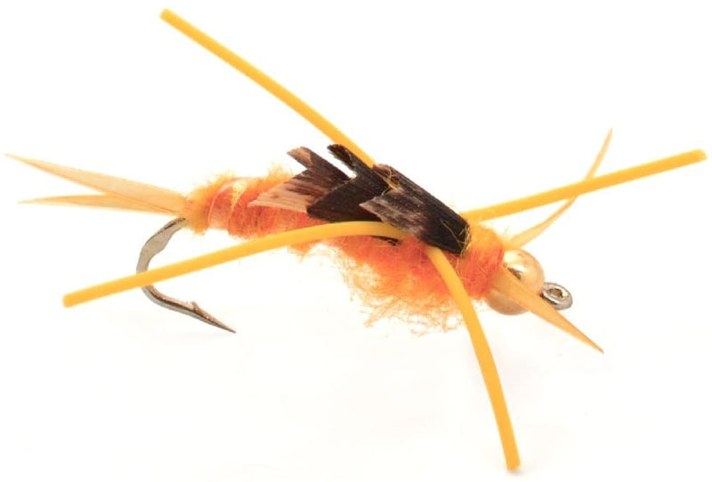 Load image into Gallery viewer, 3 Pack Tungsten Bead Kaufmann&#39;s Golden Stone Fly with Rubber Legs - Stonefly Wet Fly - Hook Size 8

