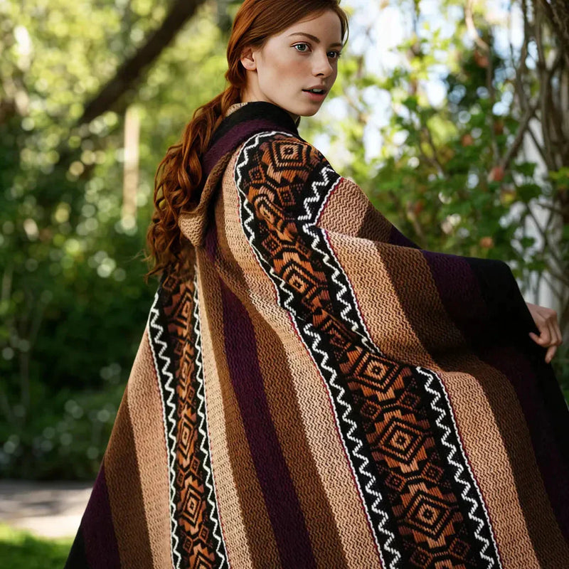 Load image into Gallery viewer, Khaki and Lilac LLAMA Poncho
