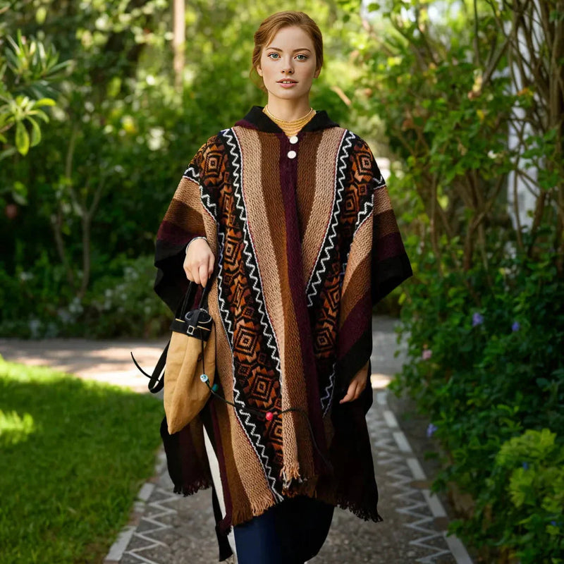 Load image into Gallery viewer, Khaki and Lilac LLAMA Poncho
