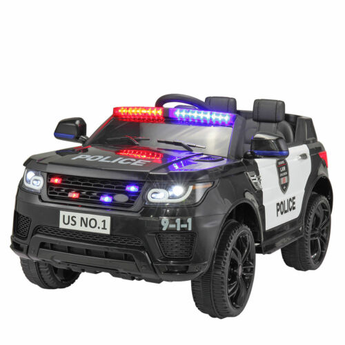 Kid Ride on Police Car with Parental Remote Control - 12V Battery Powered Electric Truck