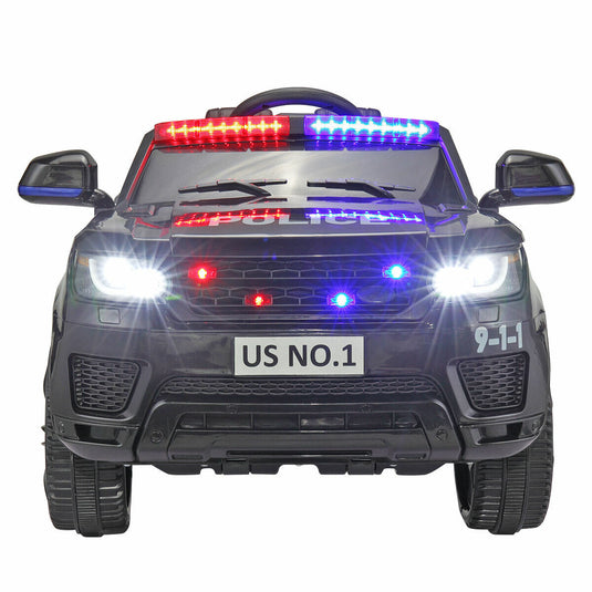 Kid Ride on Police Car with Parental Remote Control - 12V Battery Powered Electric Truck