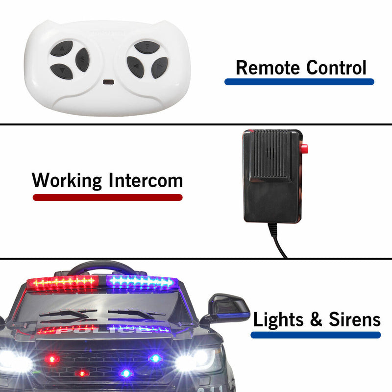 Load image into Gallery viewer, Kid Ride on Police Car with Parental Remote Control - 12V Battery Powered Electric Truck
