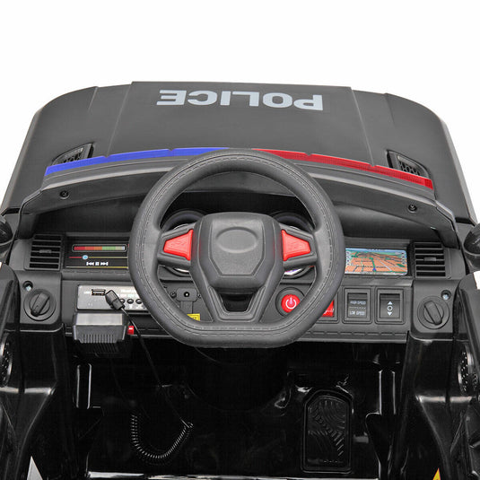 Kid Ride on Police Car with Parental Remote Control - 12V Battery Powered Electric Truck