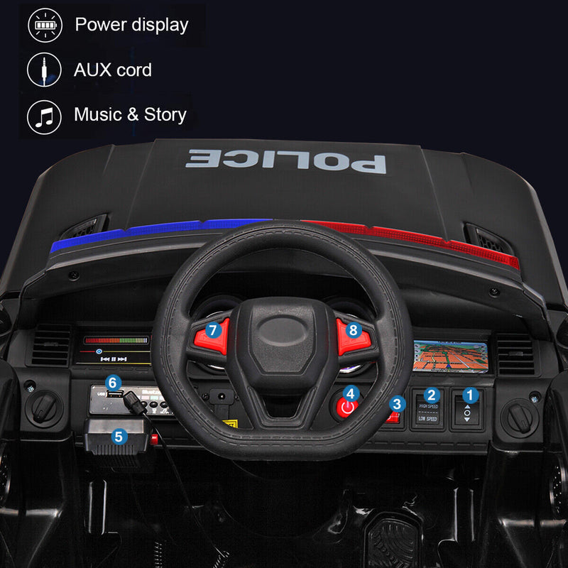 Load image into Gallery viewer, Kid Ride on Police Car with Parental Remote Control - 12V Battery Powered Electric Truck
