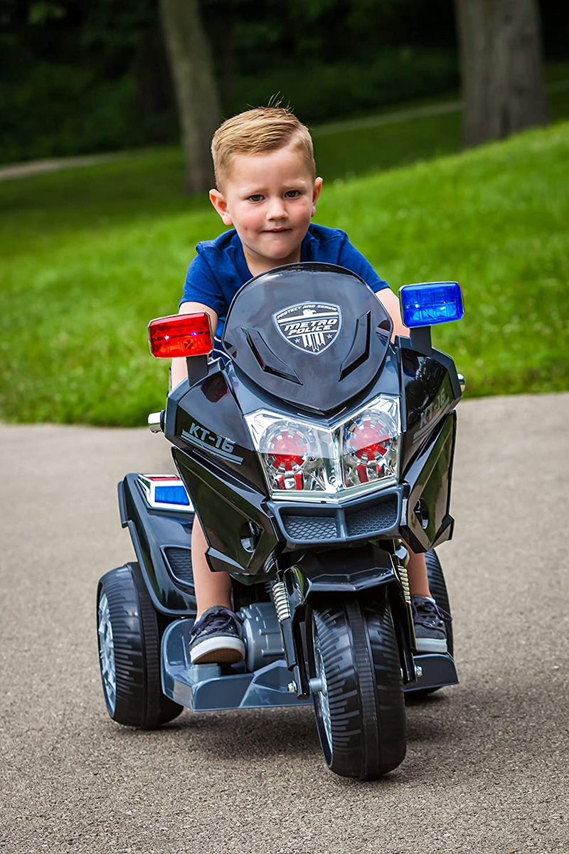 Load image into Gallery viewer, Kid Trax Police Rescue Motorcycle 6V Battery-Powered Ride-On Toy in Black
