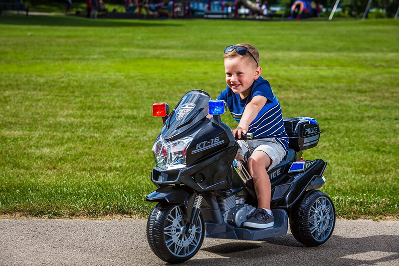 Load image into Gallery viewer, Kid Trax Police Rescue Motorcycle 6V Battery-Powered Ride-On Toy in Black
