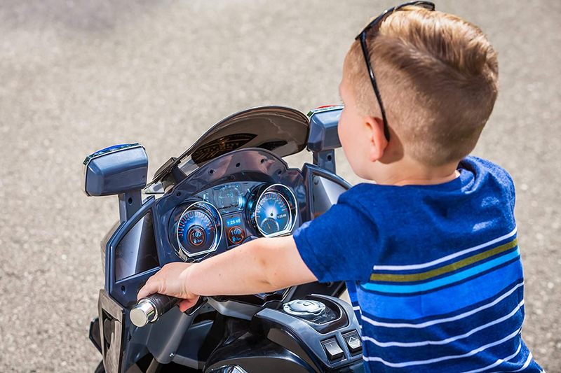 Load image into Gallery viewer, Kid Trax Police Rescue Motorcycle 6V Battery-Powered Ride-On Toy in Black
