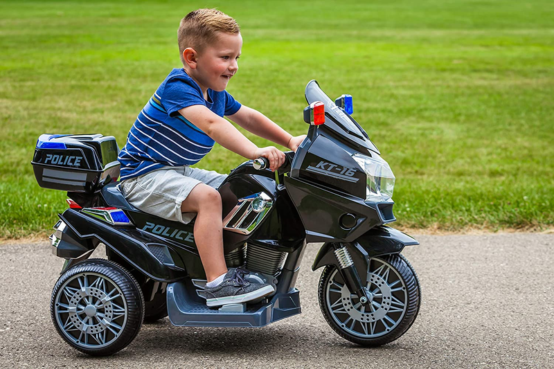 Load image into Gallery viewer, Kid Trax Police Rescue Motorcycle 6V Battery-Powered Ride-On Toy in Black

