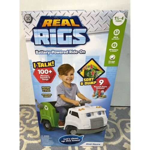 Load image into Gallery viewer, Kid Trax Real Rigs 6V Garbage Recycling Truck Ride-On in Green/White
