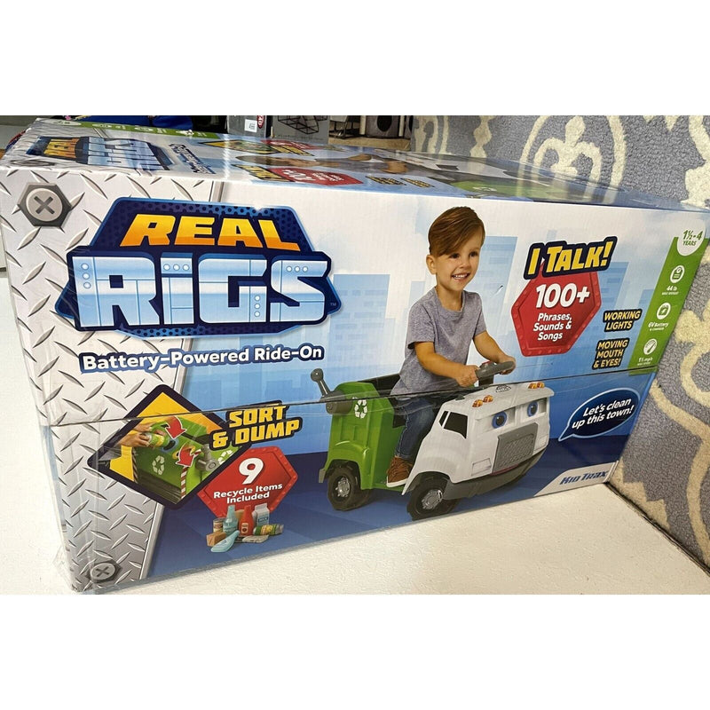 Load image into Gallery viewer, Kid Trax Real Rigs 6V Garbage Recycling Truck Ride-On in Green/White
