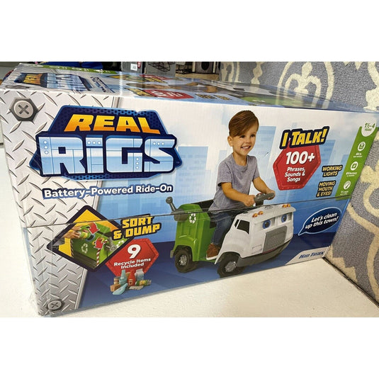 Kid Trax Real Rigs 6V Garbage Recycling Truck Ride-On in Green/White