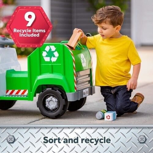 Kid Trax Real Rigs 6V Garbage Recycling Truck Ride-On in Green/White