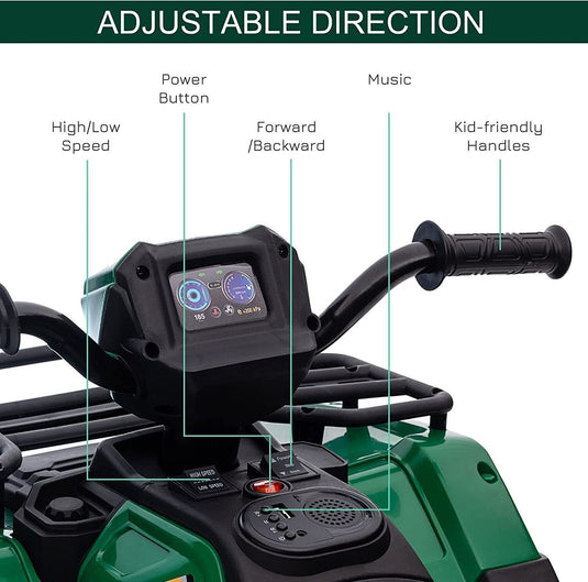 Electric 4-Wheeler Kids Ride on Car with LED Lights and MP3 Player - 12V 40W Battery-Powered ATV for Kids