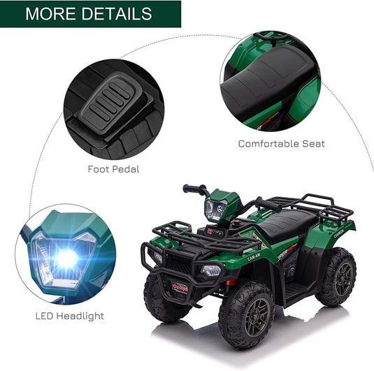 Electric 4-Wheeler Kids Ride on Car with LED Lights and MP3 Player - 12V 40W Battery-Powered ATV for Kids