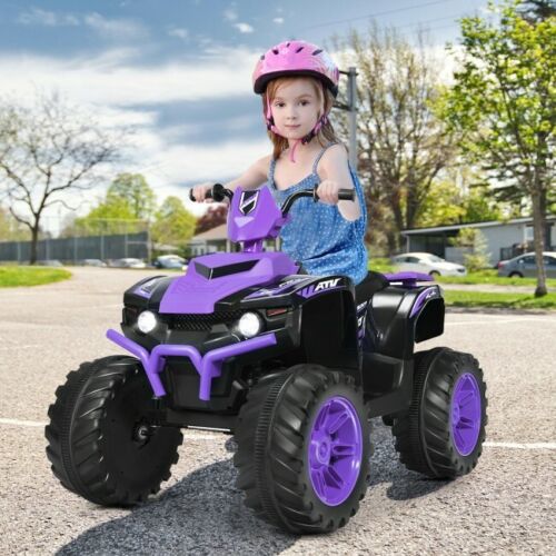 Kids 4-Wheeler ATV Quad Ride On Car with LED Light & Music - Purple