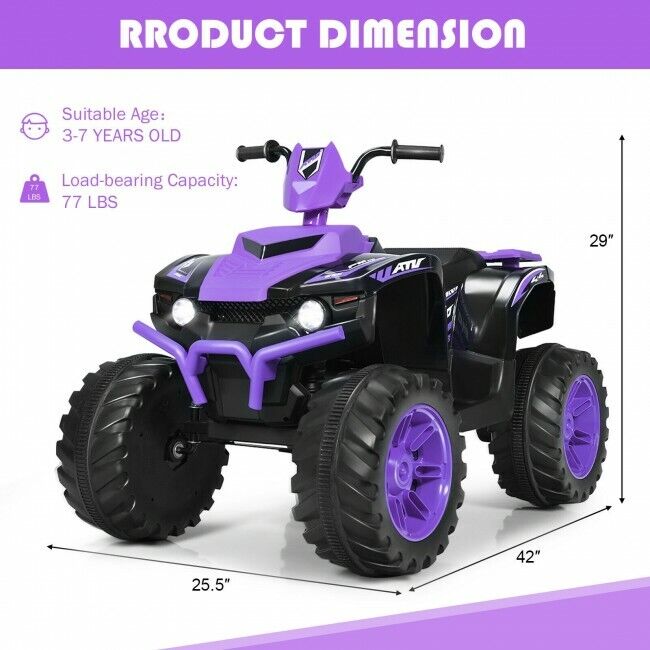 Load image into Gallery viewer, Kids 4-Wheeler ATV Quad Ride On Car with LED Light &amp; Music - Purple
