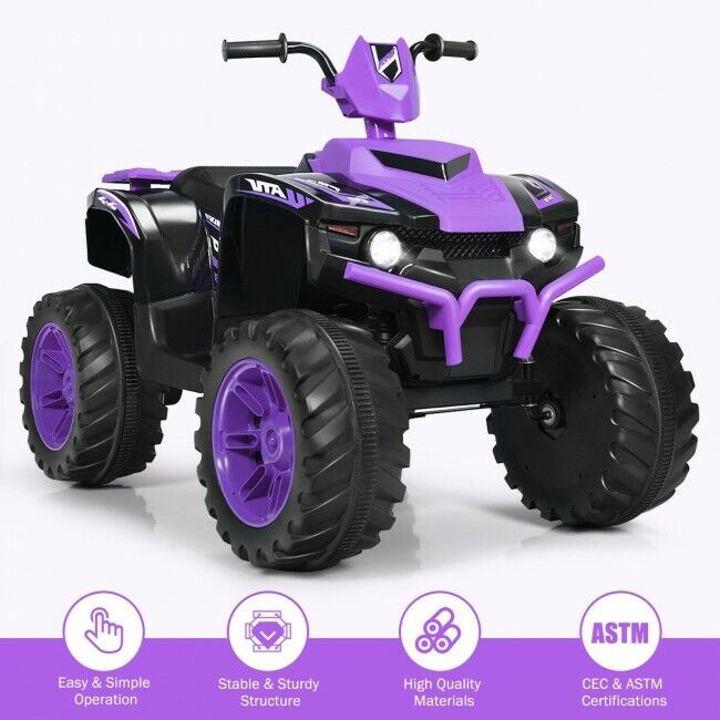 Load image into Gallery viewer, Kids 4-Wheeler ATV Quad Ride On Car with LED Light &amp; Music - Purple
