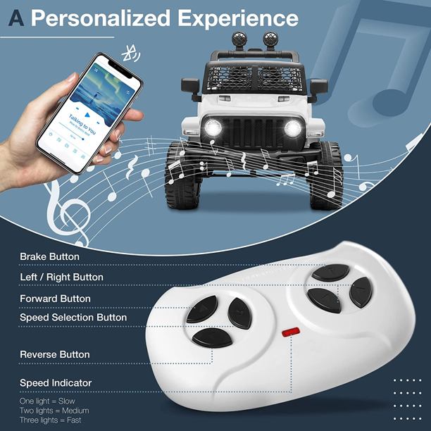 Load image into Gallery viewer, Kids Electric Jeep Truck with Remote Control, 3 Speeds, LED Lights, and MP3 Player - 24V/12V
