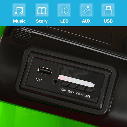 Kids Electric Jeep Truck with Remote Control, 3 Speeds, LED Lights, and MP3 Player - 24V/12V