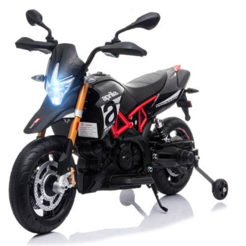 Load image into Gallery viewer, Kid&#39;s Electric Motorcycle with Training Wheels, LED Lights, and MP3 Player - Black (12V)
