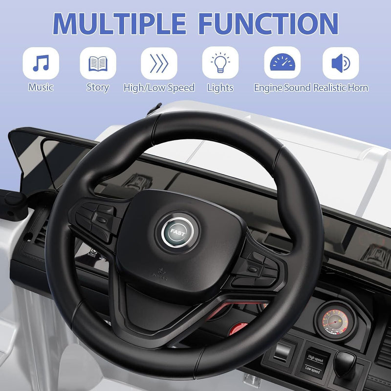 Load image into Gallery viewer, Kids Electric Ride On Jeep Toy Car with Remote Control and Music - 12V, 3 Speeds, White
