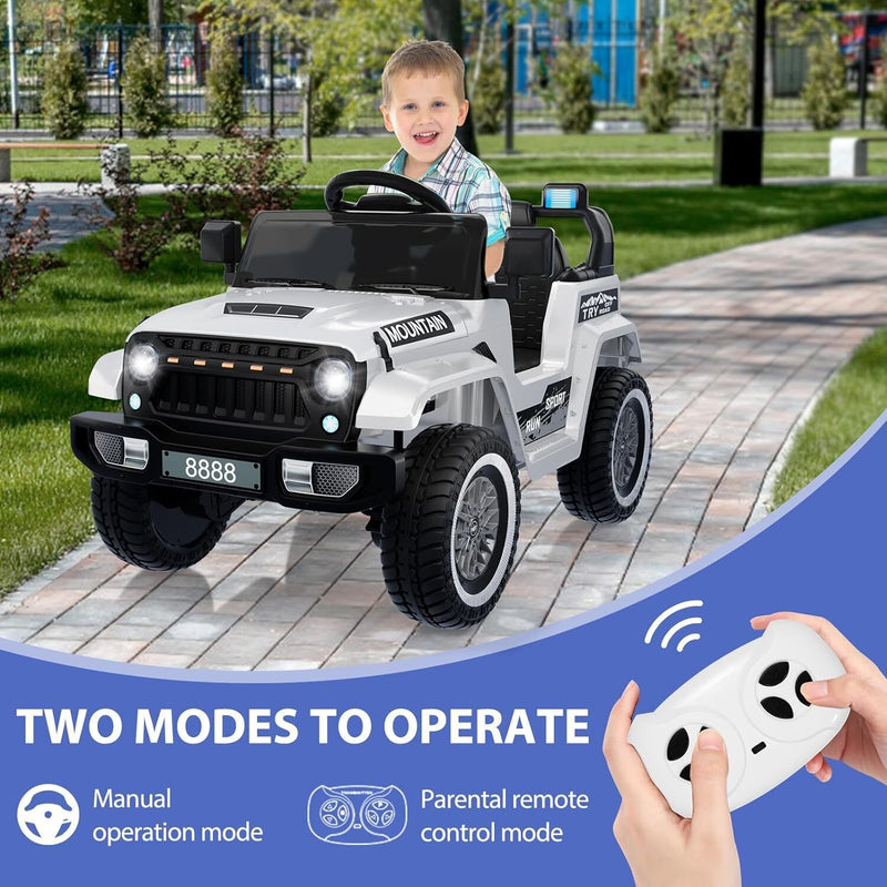 Load image into Gallery viewer, 12V Electric Ride On Jeep Toy Car for Kids with Remote Control, Music, and LED Lights - 3 Speed Options
