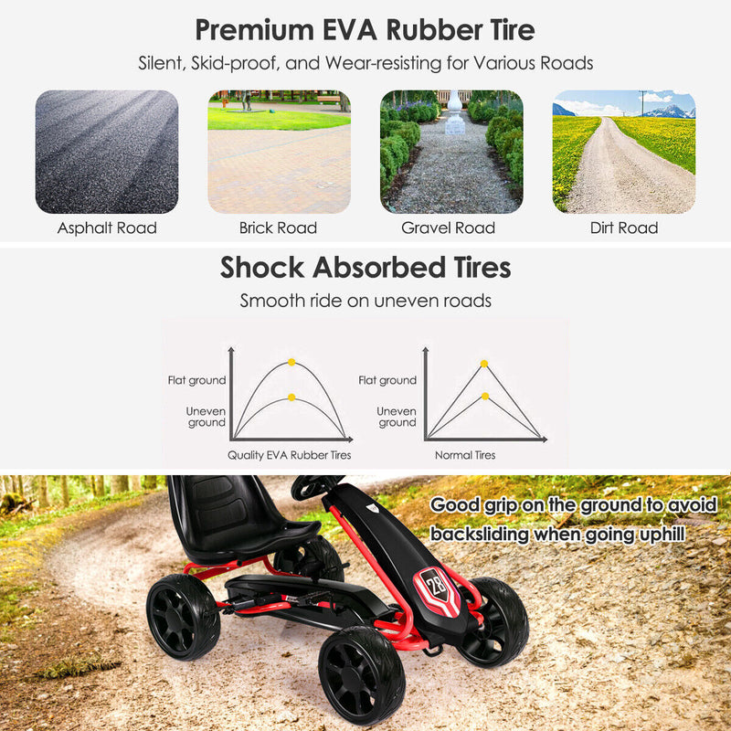 Load image into Gallery viewer, Kids&#39; Pedal Car Go Kart - Adjustable Seat, 4 Wheels, Black
