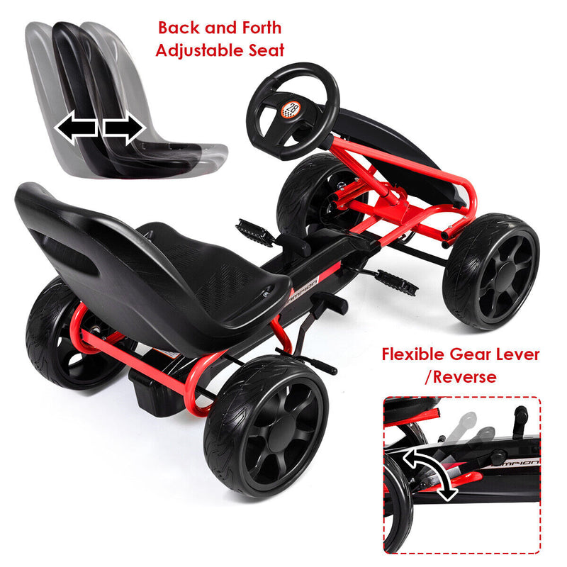 Load image into Gallery viewer, Kids&#39; Pedal Car Go Kart - Adjustable Seat, 4 Wheels, Black
