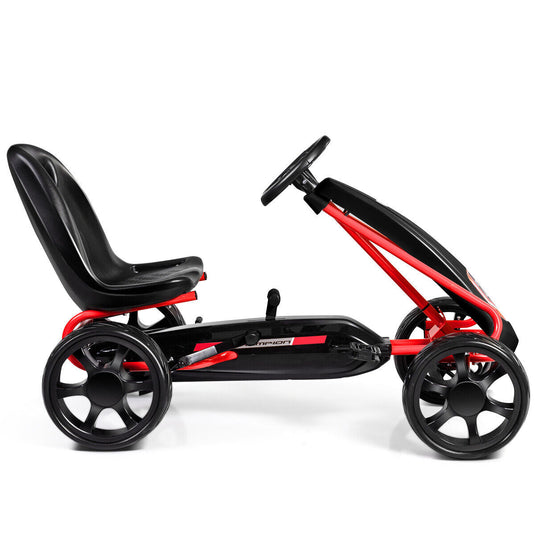 Kids' Pedal Car Go Kart - Adjustable Seat, 4 Wheels, Black