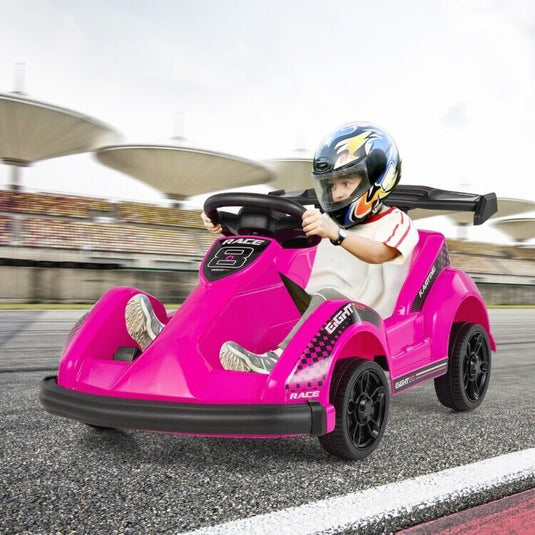 Kid's Pink 6V Battery Powered Go Kart with Remote Control and Safety Belt