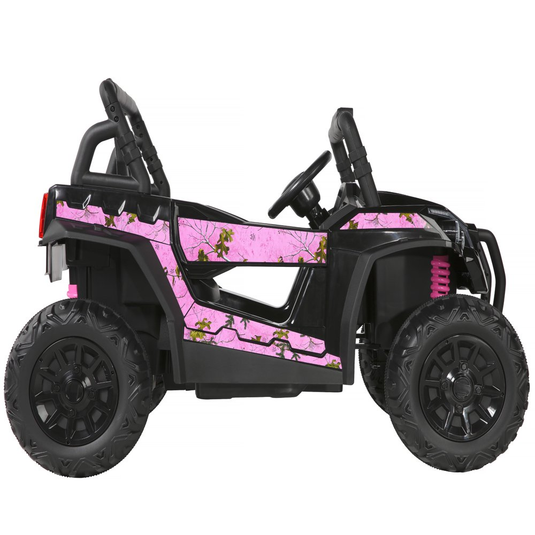 Kids' Pink Camouflage UTV Ride-On Truck with 12V Power and Single Seater Design