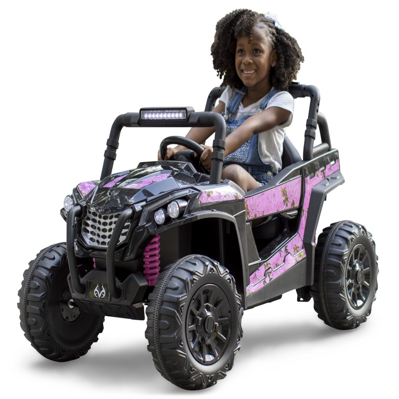 Load image into Gallery viewer, Kids&#39; Pink Camouflage UTV Ride-On Truck with 12V Power and Single Seater Design
