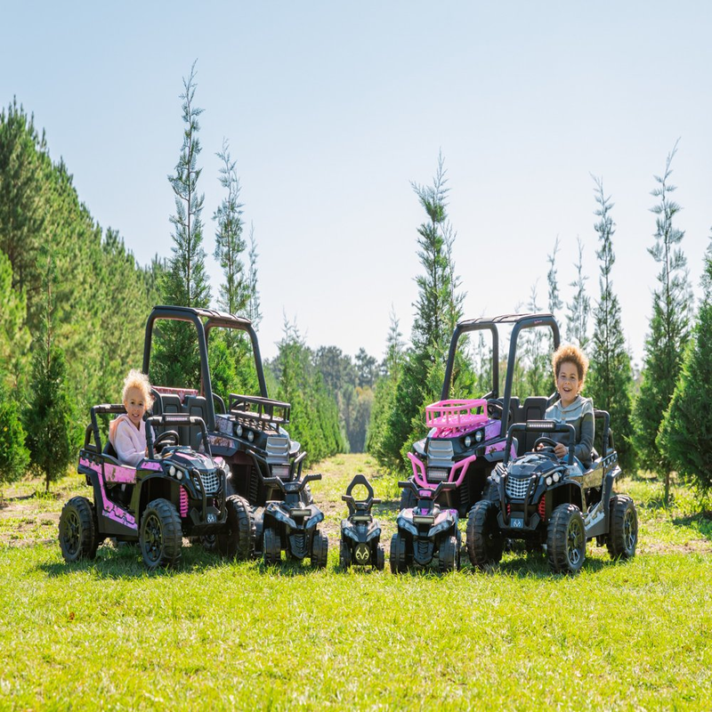 Load image into Gallery viewer, Kids&#39; Pink Camouflage UTV Ride-On Truck with 12V Power and Single Seater Design
