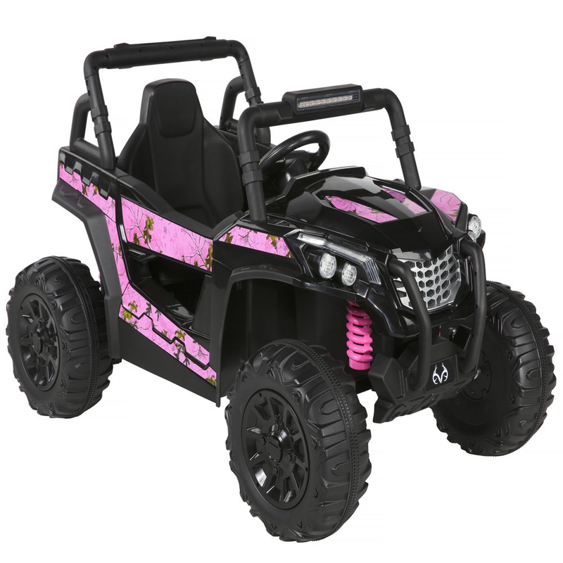 Load image into Gallery viewer, Kids&#39; Pink Camouflage UTV Ride-On Truck with 12V Power and Single Seater Design
