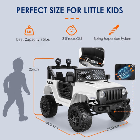 Kids Ride-On Truck with Parental Remote, Bluetooth Music, and LED Lights - 12V Powered Car